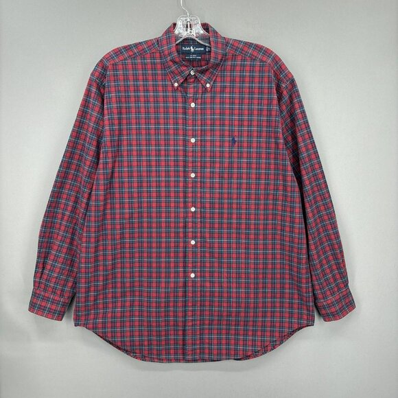 Ralph Lauren Other - Ralph Lauren Blaire Red Tartan Plaid Long-Sleeve Button-Down Shirt L Relaxed Fit